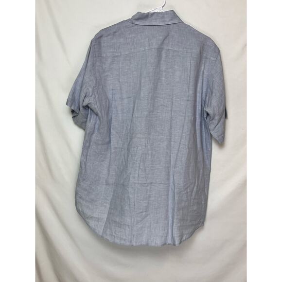 Brooks Brothers Mens Size Med Blue 100% Irish Linen Short Sleeve Button Up Shirt - Picture 2 of 6